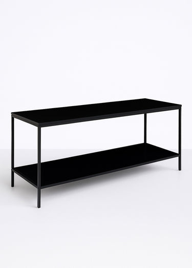 Meuble TV 2 niveaux en acier foncé Noir