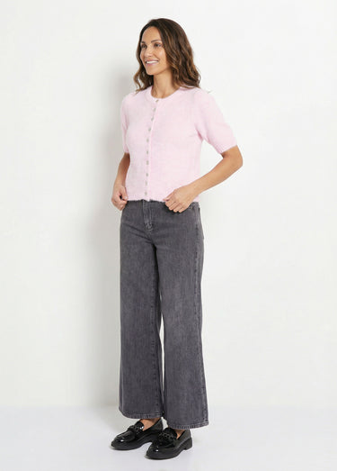 Gilet à manches courtes avec laine Rose