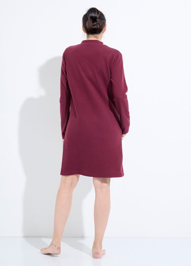 Peignoir boutonné court maille milano Bordeaux