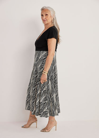 Robe longue cache-coeur base imprimée Imprimé noir