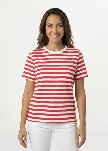 T-shirt marinière en coton stretch Rouge/Blanc