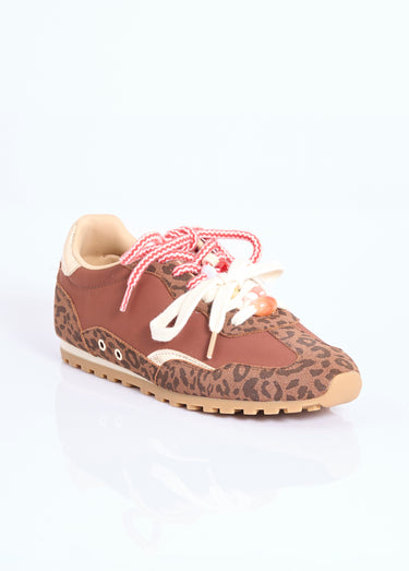 Sneakers léopard / doré lacets fantaisie Leopard