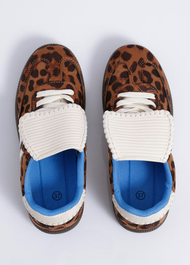 Sneakers avec languette inspiration rétro Leopard