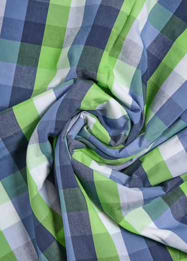 Coupon tissu coton carreaux multicolores Carreaux Vert