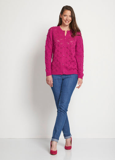 Gilet cardigan boutonné court maille boules Cassis