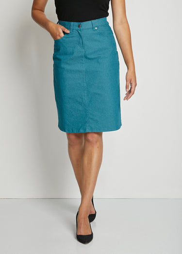 Jupe MORPHOSTYLE en jean couleur stretch Vert