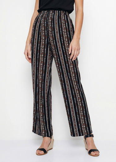 Pantalon imprimé taille élastiquée Fond Noir