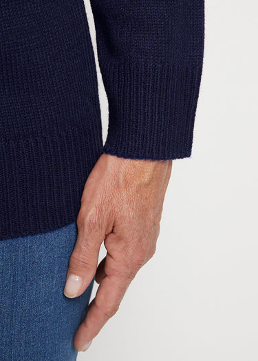 Pull col polo maille épaisse Marine