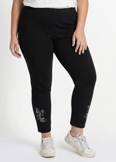 Legging court uni ceinture élastiquée Noir