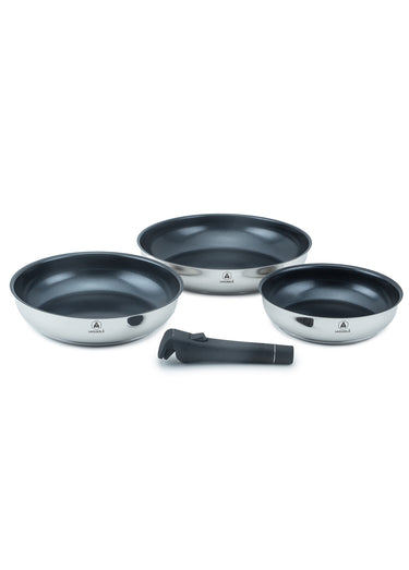 Set 3 poêles antiadhésif 20/24/28cm, Réactif Gris