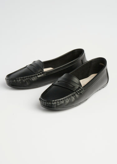 Mocassins plats bride ton sur ton Noir