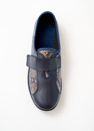 Derbies cuir grande largeur extensibles Marine