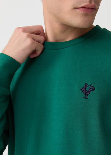 Sweat molletonné col rond manches longues Vert Sapin