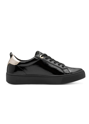 Baskets semelle épaisse avec zip et lacets Vernis Noir
