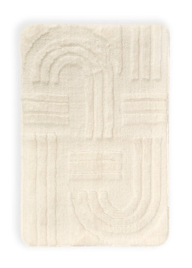 Tapis de bain en jacquard, motif arches Blanc