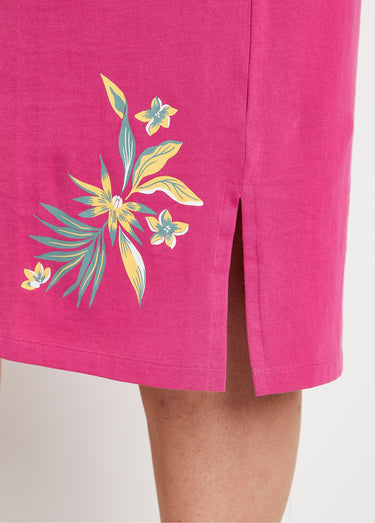 Robe de plage courte coton Fuchsia