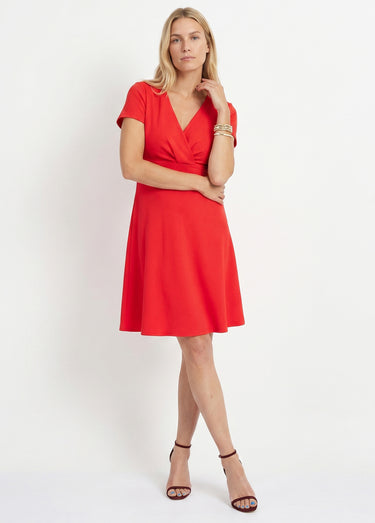 Robe courte effet drapé maille gaufrée Rouge
