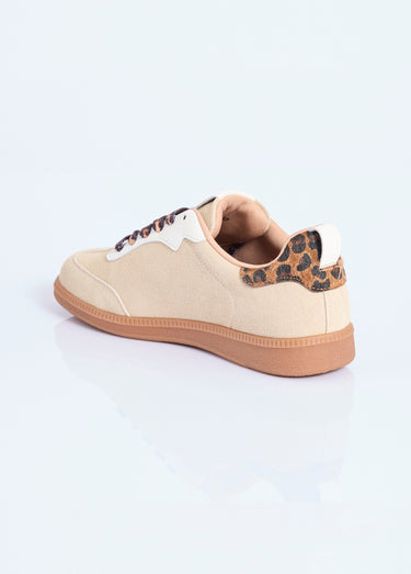Sneakers en suédine avec détails léopard Beige