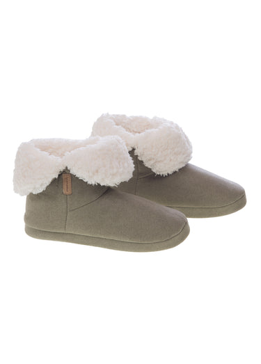 Chaussons chauds  en suédine fourrés Kaki