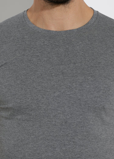 T-shirt col rond coupe ajustée Gris Anthracite