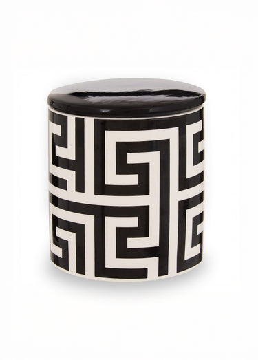 Bougie parfumée céramique + couvercle Noir / Blanc