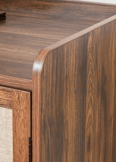 JETSON Buffet 2 portes tissu effet noyer Bois Fonce