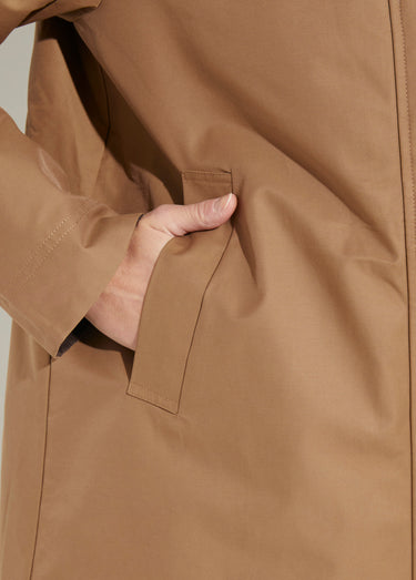 Parka déperlante longue avec col velours Camel/Chocolat