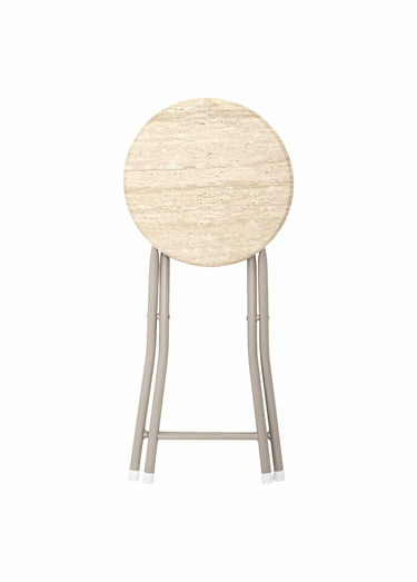 Tabourets pliants métal et effet pierre Blanc/Beige
