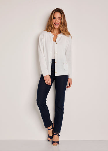 Gilet cardigan court boutonné Blanc