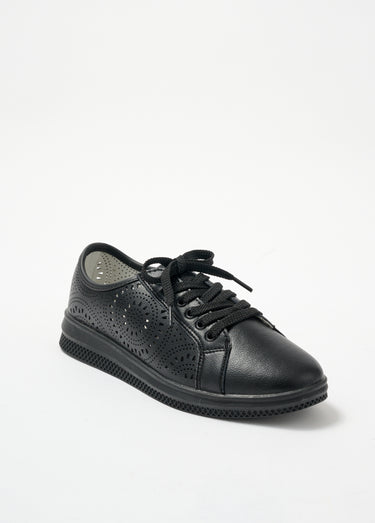 Baskets à lacets avec détails perforés Noir