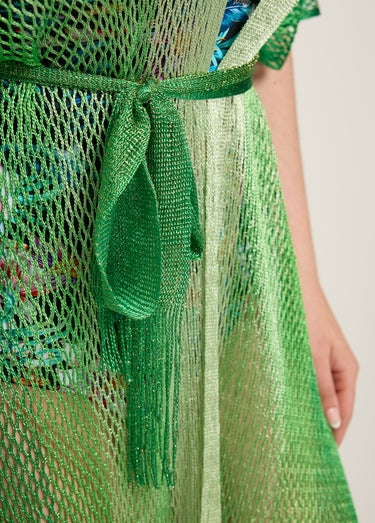 Robe de plage en maille multicolore Vert