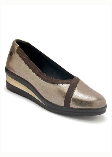 Ballerines compensées en cuir métallisé Mordore