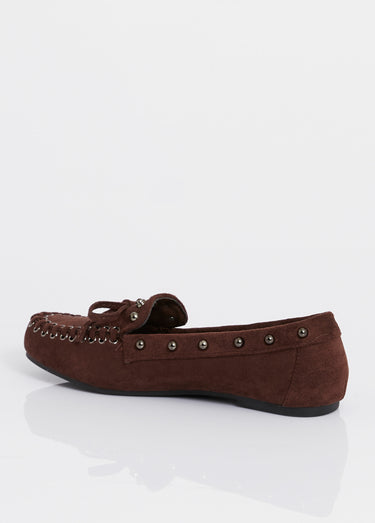 Mocassins dessus suédine clous fantaisie Marron