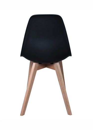 Set 4 Chaises assise coque foncée, pieds compas Noir