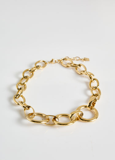 Collier maillons fantaisie, acier inox Dore