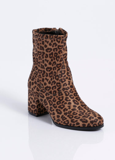 Boots en suédine léopard à talon haut Leopard