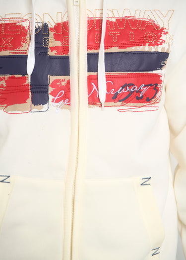 Sweat à capuche zippé poche kangourou Blanc/Marine