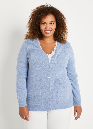Gilet col V boutonné brodés strassé Bleu