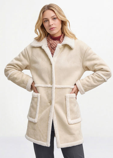Manteau effet peau lainée femme chaud et élégant Peau Lainée