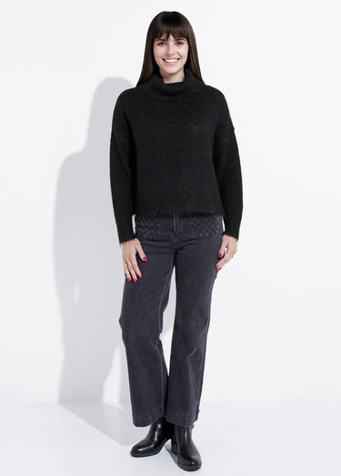 Pull col roulé en maille épaisse Noir