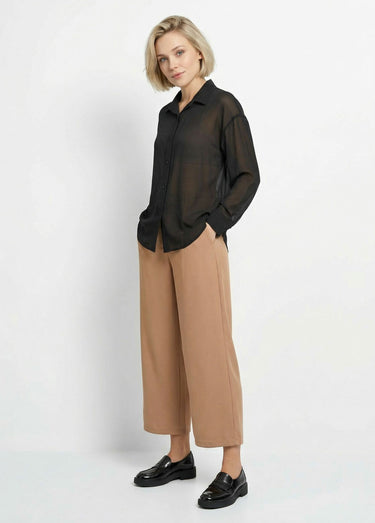 Chemisier vaporeux voile manches longues Noir