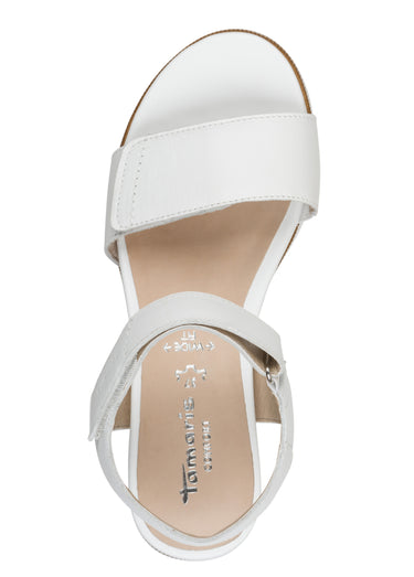 Sandales compensées scratchées en cuir Blanc