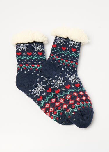 Chaussettes chaudes intérieur polaire Bleu