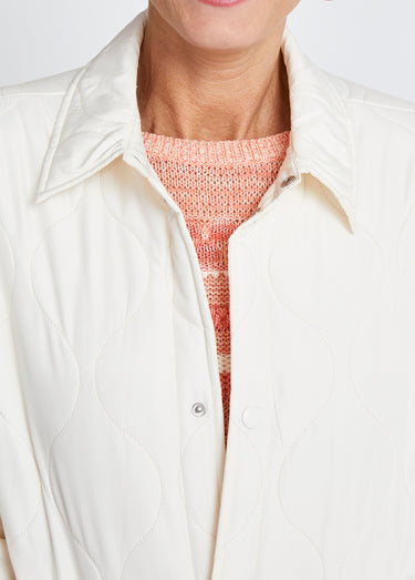 Veste courte matelassée pressionnée Ecru