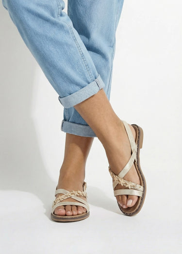 Nu pieds croisés détails étoile de mer Beige
