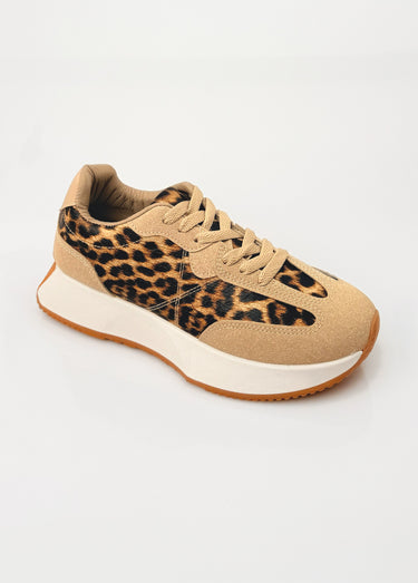 Baskets style joggers multi empiècements Leopard