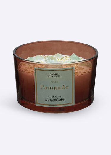 Bougie parfumée avec pierres, 7,8cm Vert