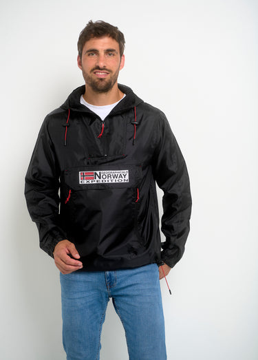 Coupe vent homme demi zip à capuche Noir