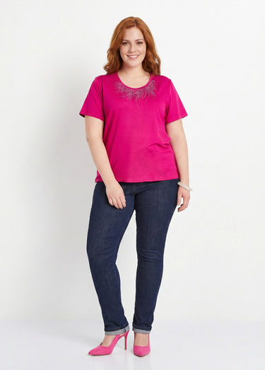 T-shirt court manches courtes Fuchsia
