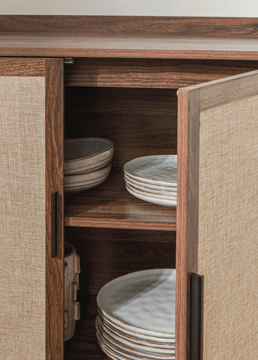 JETSON Buffet 2 portes tissu effet noyer Bois Fonce